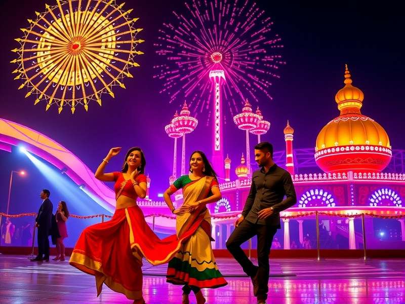 Bollywood Beat Ride Diwali celebration with fireworks