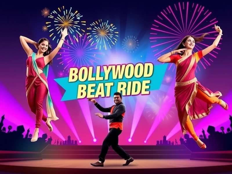 Bollywood Beat Ride Game Banner featuring vibrant Bollywood dancers